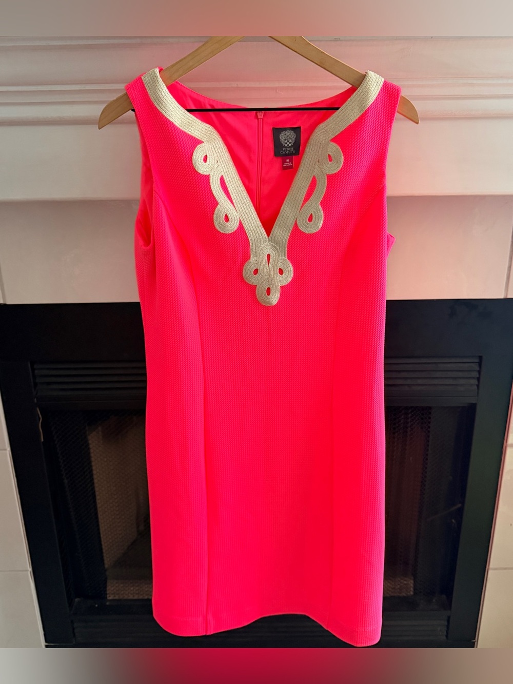 Vince Camuto Neon Pink Gold Embellished Dress Size 10